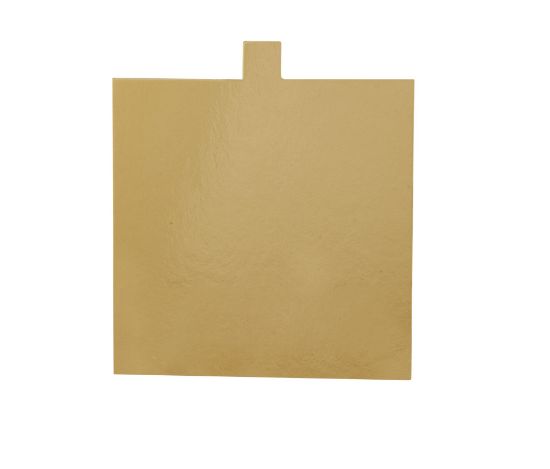 Picture of CAKE BORD SQURE GOLD 10*10CM W/HNDLE-100