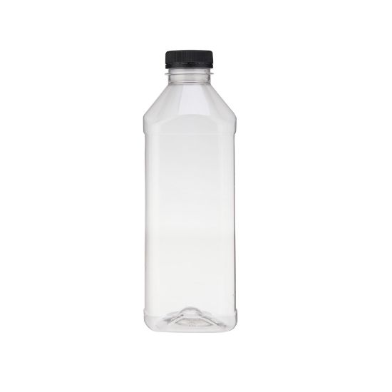 Picture of PLASTIC SQR BTL 1000ML+BLACK CAP-50PC