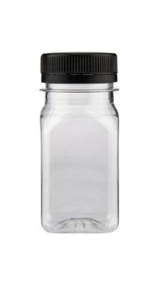 Picture of PLASTIC SQR BOTTLE 100ML+BLACK CAP-200PC