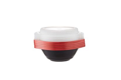 Picture of RED & BLACK PP SOUP BOWL 1000ML+LID 200P