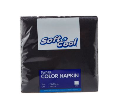 Picture of SOFT N COOL BLACK NAPKIN 25X25 100X24PKT