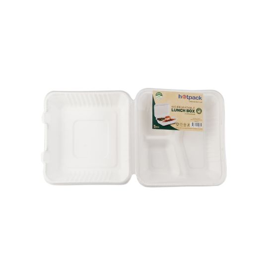 Picture of BDLB3-BIO PAPER LUNCH BOX 3 DIV 9" 5PC