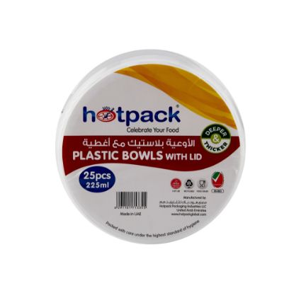 Picture of HOTPACK PLSTC BOWL 225ML+LIDS-25PC*24PK