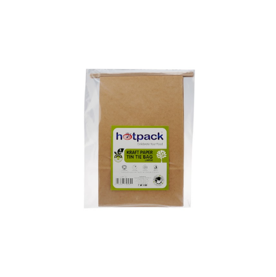 Picture of TTBL- TIN TIE BAG LRG BROWN W/WINDOW-5PC