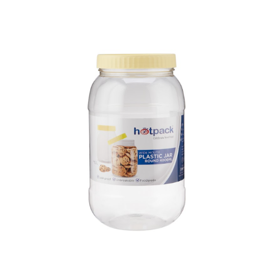 Picture of WIDE MOUTH PLSTC JAR RND 4000ML+LID 24PC