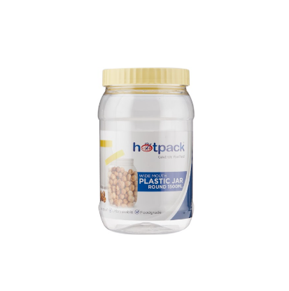 Picture of WIDE MOUTH PLSTC JAR RND 1500ML+LID 48PC