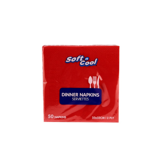 صورة SOFT N CL NAPKIN RED 33X33CM 50PCSX40PKT